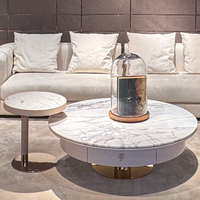 Natürlicher Marmor Handgefertigter Moderner Italienischer Luxus Runder Akzent-Couchtisch für Wohnzimmer Apartment Sofa Beistellmöbel