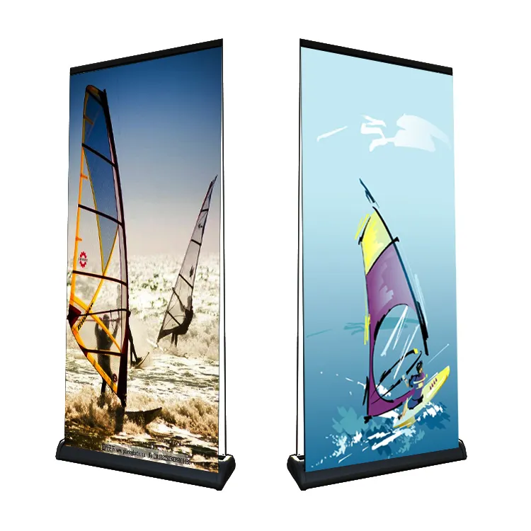 2023 Nieuwe Aankomst Led Licht Slanke Reclame Roll Up Stand Pull Up Banner Scrolling Display Lichtbak