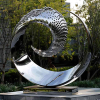 Décoration de pelouse d'hôtel BLVE, sculpture moderne abstraite en métal torsadé poli miroir, grande statue en acier inoxydable