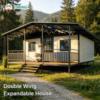 Maison conteneur préfabriquée extensible à double aile de 20 et 40 pieds, étanche et isolée, pour habitation familiale ou hôtel