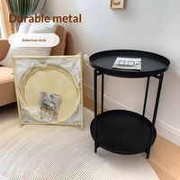 Table basse ronde en fer à deux niveaux, simple et minimaliste, pour salon et chambre à coucher, mobilier moderne