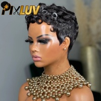 Perruque Pixie Cut en Cheveux Humains, Perruques Bob Sans Colle, Perruques Pixie Bouclées en Cheveux Humains, Perruques en Cheveux Indiens Bruts Sans Dentelle Frontale pour Femmes