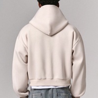 Felpa con Cappuccio Nera di Alta Qualità in French Terry, Spalle Scese, Pesante, Personalizzabile con Zip, Ecologica e Stampata per Uomo
