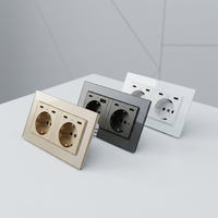 Prise murale double Schuko EU en verre trempé avec double port USB Type C+C 16A pour usage industriel et hospitalier