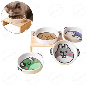 Симпатичная мультяшная керамическая миска для домашних животных, подставка под дерево, кормушка для воды для кошек