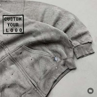 Sweat-shirts à capuche streetwear surdimensionnés avec logo personnalisé, délavés à l'acide, de haute qualité, avec détails éclaboussés de peinture, vente en gros