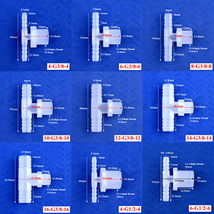 ZDVseal ポリプロピレン製 オスネジ <span class=keywords><strong>x</strong></span> ダブルバーブティー G3/<span class=keywords><strong>8</strong></span>インチ G1/2インチ - 12mm 14mm 16mm ホースジョイント（養殖用） - Product Image 5