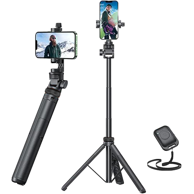 Aluminum Mini Lightweight Professional Flexible Tripod with Bubble Level Phone Holder LED Wireless Selfie Photography for Travel