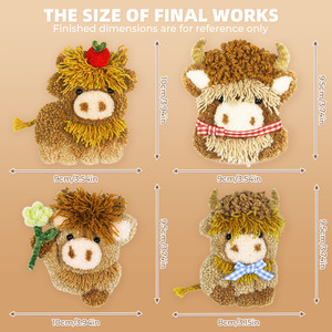 Kit de feutrage à l'aiguille DIY - Pendentif adorable vache des Highlands - Idéal pour débutants avec tutoriel vidéo, ensemble de fabrication de porte-clés animaux faits main - Product Image 4