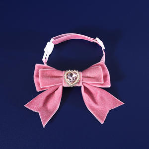 Pet Love Velvet Bow Collar Ajustable Plata Corbata Gato y Perro Accesorios de Cumpleaños - Product Image 5