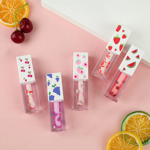 MLM Customizable Fruit Pattern Square Tube <b>Lip</b> Oil, Custom Color Cap, Plumping Watery <b>Lip</b> Gloss 3pcs Kit fuller <b>lips</b> oil - Product Image 5