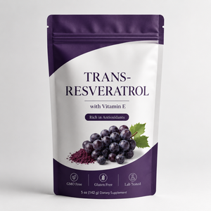 Trans-Resveratrol de Alta Potencia <span class=keywords><strong>en</strong></span> <span class=keywords><strong>Polvo</strong></span> 500mg con Quercetina y Pterostilbeno, Mezcla Antioxidante con Vitamina E para la Longevidad - Product Image 1
