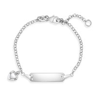 Bijoux pour enfants personnalisés Bracelet à breloques pour filles en argent sterling 925 poli avec cœur bouffant gravable Bracelet de bijouterie fine pour enfants