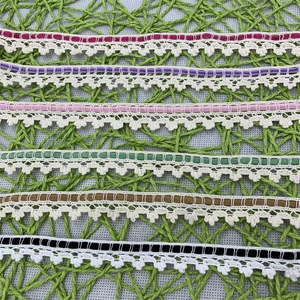Garniture en dentelle de coton au crochet de haute qualité en gros avec ruban au milieu pour vêtement - Product Image 6