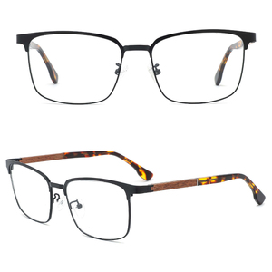 Mới nhất siêu nhẹ kinh doanh của nam giới kim loại kính quang học khung bằng gỗ đền vuông khung kính quang học 2023 - Product Image 4