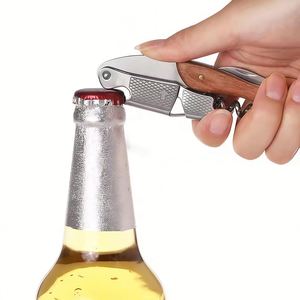 Ouvre-bouteille gravé sur mesure avec étui en cuir - Tire-bouchon portable en acier inoxydable, cadeau pour hommes, amateurs de vin - Product Image 2