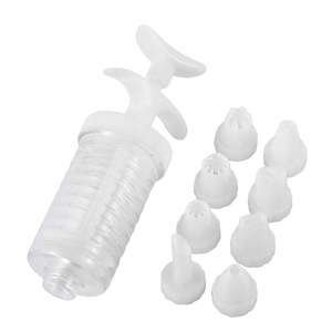 8-piece plastic piping bag set, 8 piping tips, butter nozzles, cookie piping gun, wholesale baking tools - Product Image 4