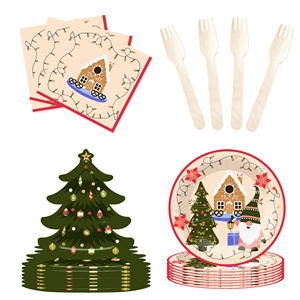 Platos de Papel para Fiesta Navideña DAMAI, Vajilla con Diseño en Forma de Árbol, Vasos Desechables, Platos de Papel para Juego de Vajilla Navideña - Product Image 2