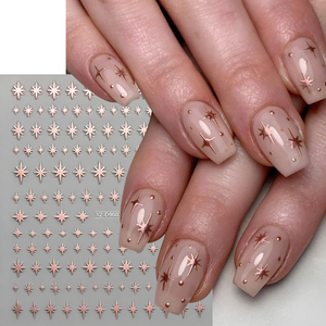 6 autocollants 3D pour ongles, motif étoile dorée champagne, style Y2K, brillants, pentagramme, lettres autocollantes pour ongles - Product Image 3