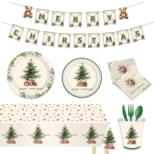 Juego <span class=keywords><strong>de</strong></span> Decoración Desechable con Temática <span class=keywords><strong>de</strong></span> Árbol <span class=keywords><strong>de</strong></span> Navidad, Kit Completo <span class=keywords><strong>de</strong></span> Vajilla <span class=keywords><strong>de</strong></span> Papel, Artículos para Fiestas Navideñas - Product Image 3