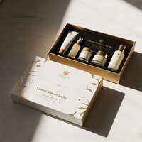 Boîte personnalisée avec couvercle et base, et boîte cadeau blanc ivoire pour ensemble de soins de la peau, et emballage de luxe haut de gamme avec embellissement en papier personnalisé