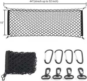 Filet de chargement robuste en polyester noir à 2 couches Teng Hui pour benne de SUV et camion, 44x15 pouces, crochets universels, réglable, très élastique, 12+ - Product Image 3