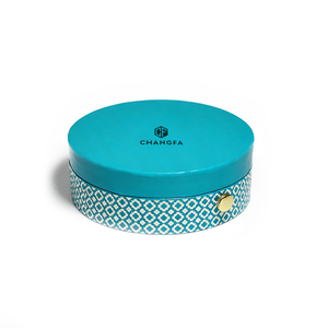 Caja de papel de regalo redonda turquesa con diseño estampado para almacenamiento y regalos - Product Image 2