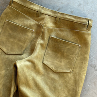 Pantalon en cuir pour homme, style streetwear punk hip hop, avec broderie et patchs personnalisés