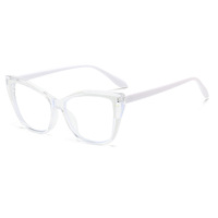 Monture de lunettes rectangulaire élégante pour femme en TR90 et PC, anti-lumière bleue, avec verres AC bleu noir solide et diamantés – Offre spéciale