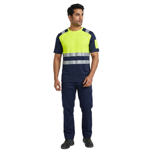 Hi Vis Reflective Class 2 Waterproof LED <b>Flash</b> Breathable Comfort Polyester Anti-static <b>T</b>-<b>Shirt</b> Men Safety Workwear Lightweight - Product Image 1