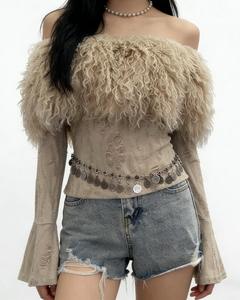 Camiseta Corta de Algodón para Mujer, Ajustada, con Mangas Abullonadas, sin Tirantes, Sexy y Elegante, para Otoño, Marca <span class=keywords><strong>ZONA</strong></span> - Product Image 1