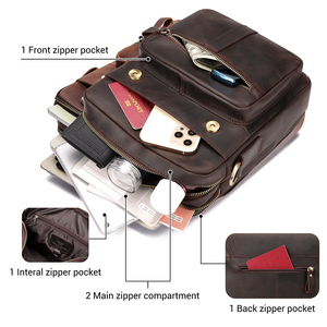 <span class=keywords><strong>Sac</strong></span> à dos de luxe en cuir véritable pour homme, grande capacité, sacoche messager portable avec fermeture éclair, mallette de voyage rigide - Product Image 3