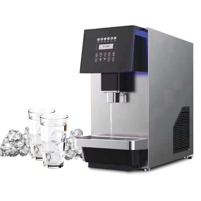 Small Industrial Commercial Electric Kitchen Cube Clear Barman Automatique 2 in 1 Ice Maker Machine and Water Dispenser for Bar