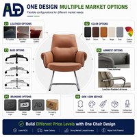 Chaise de bureau exécutive moderne en cuir, ergonomique, avec base en traîneau chromée, dossier solide, pour visiteurs, conférences, bureau à domicile, chambre et invités