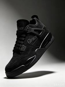 <span class=keywords><strong>Zapatillas</strong></span> Deportivas Retro 4 Negras, <span class=keywords><strong>Ligeras</strong></span>, con Cordones, Suela de Goma Antideslizante, Forro de Malla, para <span class=keywords><strong>Hombre</strong></span>, Estilo Casual, Evergreen - Product Image 3