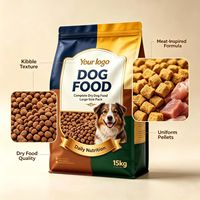 Sachet à fond plat imprimé sur mesure OEM 5kg 10kg 20kg pour aliments pour chiens, sachet d'emballage haute barrière pour aliments pour animaux de compagnie avec certification FDA UE