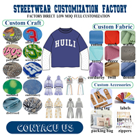 T-shirts en coton lourd délavé style vintage du fabricant Huili, impression sérigraphique personnalisée, t-shirt basique à col rond et manches longues pour homme