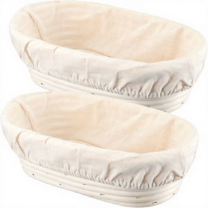 Cesta de Ratán Ovalada Hecha a Mano y Ecológica, Apta para Lavavajillas, para Fermentar Pan, Herramienta Artesanal para Hornear Pan de Levadura - Product Image 1