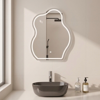Miroir de salle de bain en aluminium de style nordique avec éclairage LED à induction, écran tactile anti-buée, miroir intelligent créatif