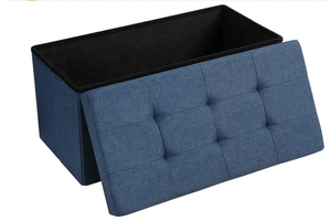 Banc ottoman de rangement pliable personnalisé avec tabouret ottoman en tissu de lin banc de rangement simple en bout de lit - Product Image 5