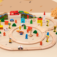 Nouvel ensemble de train en bois avec pont et wagons - Jouet éducatif pour enfants de 3 à 6 ans - Jouet de construction en bois personnalisé