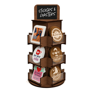 Custom Wooden <b>Display</b> Rack <b>Rotating</b> <b>Stand</b> for Greeting Cards Photos Crafts Multi Tier Organizer Holder Fixture - Product Image 1