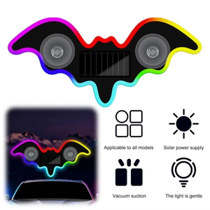 Lumière décorative solaire pour fenêtre de voiture, lampe néon en forme de chauve-souris, accessoire de rénovation à ventouse - Product Image 1