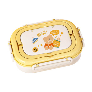 Boîte à lunch rectangulaire en plastique avec couvercle et compartiments, idéale pour le bureau, les étudiants et les dortoirs - Product Image 1