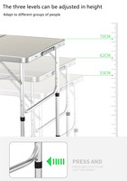 Table de pique-nique pliante multifonctionnelle d'extérieur portable Table de pique-nique en aluminium blanc