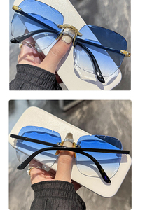 Lunettes sans monture à bords coupés, dégradées, nouvelles visières de <span class=keywords><strong>soleil</strong></span> d'été pour femmes, verres transparents multicolores, UV400, lunettes de <span class=keywords><strong>soleil</strong></span> pour femmes - Product Image 6