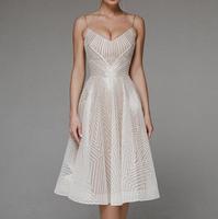 Robe de soirée sexy à volants, robe mi-longue à bretelles pour femmes, robe trapèze à taille haute, robe sans manches brodée, robe trapèze dos nu
