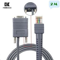 Kabel Scanner Barcode ODM OEM 2M RS232 DB9 ke RJ45, Konduktor Tembaga Murni 26AWG, Jaket PVC, Pelindung Jalinan, Model SS2LRS232