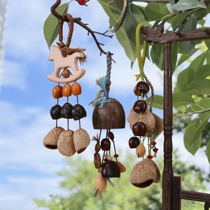 Wholesale Vintage Natural Fruit Shell <b>Wind</b> Bell Multiple Style Handcrafted Bodhi Beads Rearview Mirror Hanging Decor - Product Image 4