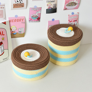 Factory Hot Sale Hand Woven Cotton Rope Baby Tote <b>Basket</b> Organizing Home Decoration - Product Image 3